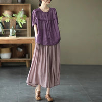 Women's Cotton Ruffle Trim Blouse – Loose Fit Casual Top